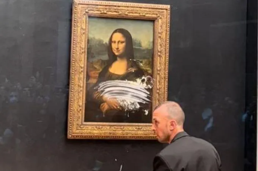 Monalisa, Gioconda, La Gioconda, Tv, Online, Fm, Brasil, Br, Grátis, Louvre, Museu do Louvre, Paris, França, Atentado, Ataque, Torta, Torta na Monalisa, O que aconteceu com o quadro Monalisa, O que aconteceu com a Monalisa, Quadro Monalisa, Leonardo da Vinci