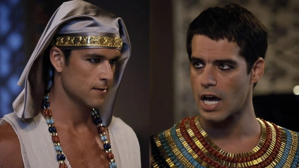 Ramsés (Sergio Marone) e Moisés (Guilherme Winter) de Os Dez Mandamentos (Foto: Reprodução)