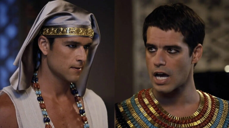 Ramsés (Sergio Marone) e Moisés (Guilherme Winter) de Os Dez Mandamentos (Foto: Reprodução)