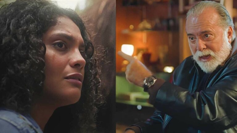 Antônio é passado a perna em Terra e Paixão. Na foto, ainda aparece Aline (Foto: Reprodução)