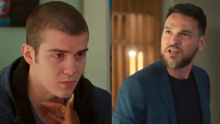 Vai na Fé: Theo descobre que não é pai biológico de Rafa e surta 6 Rafa e Theo em Vai na Fé (Foto: Divulgação)