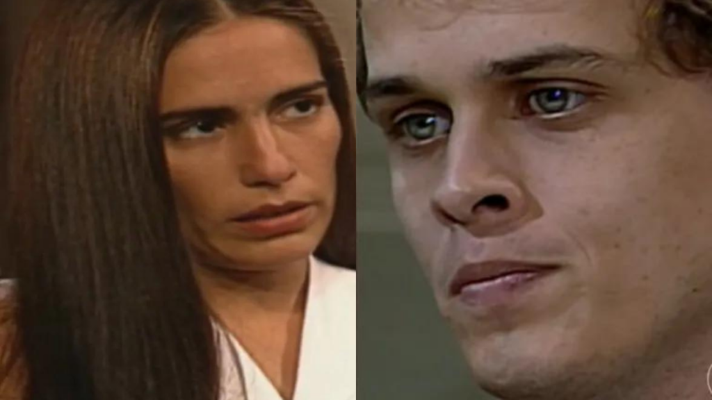 Marcos (Guilherme Fontes) descobre a verdade sobre Ruth (Glória Pires) em Mulheres de Areia (Foto: Reprodução)