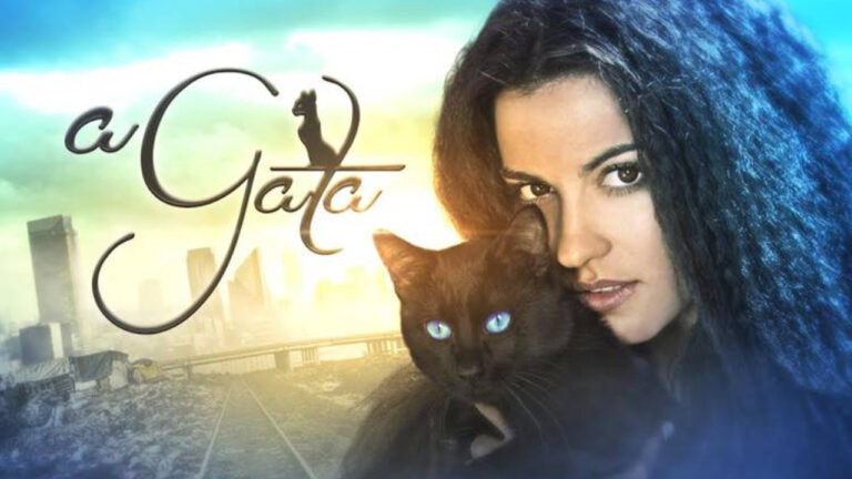 Atriz Maitê Perroni, protagonista, aparece na imagem ao lado de uma gata (foto: Divulgação)