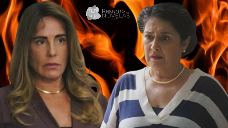 Irene (Glória Pires) e Angelina (Invez Viana) na novela Terra e Paixão (Foto: Reprodução)