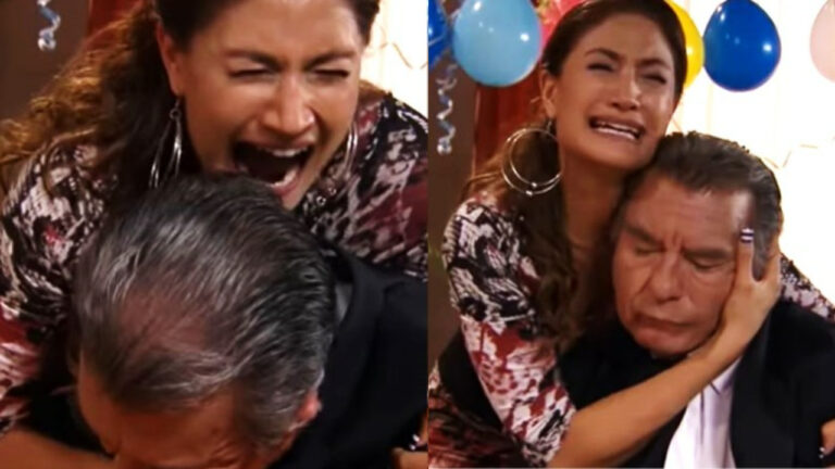 Um Refúgio para o Amor: Jerônimo morre ao descobrir que Vicky é amante de Máximino 6 Jerônimo morre nos braços de Vicky na novela Um Refúgio para o Amor (Foto: Reprodução)