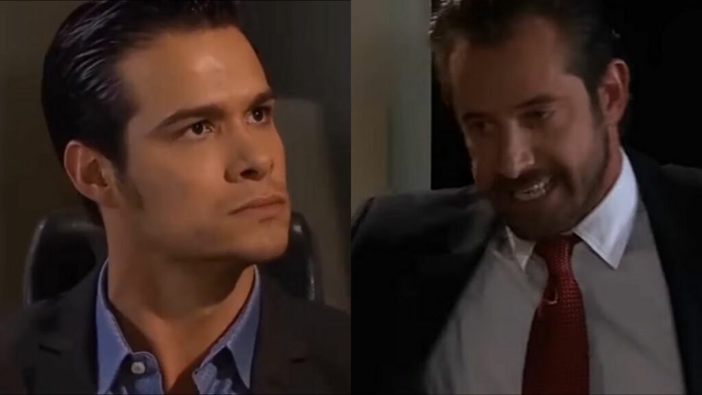 Rodrigo vai para cima de Patrício em Um Refúgio Para o Amor (Foto: Reprodução)