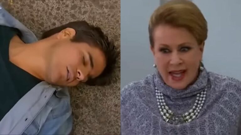 Da esquerda para a direita, Paulo (Daniel Arenas) e Lorena (Laura Zapata) na novela A Gata (Foto: Reprodução)