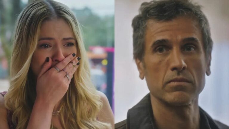 Na novela Terra e Paixão, Graça (Agatha Moreira) confessa o que Dirceu (Eriberto Leão) fez com ela (Foto: Reprodução)