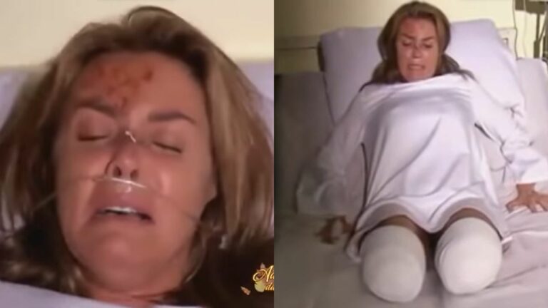 Carmen (Sabine Moussier) tem pernas amputadas em Abismo de Paixão (Foto: Reprodução)