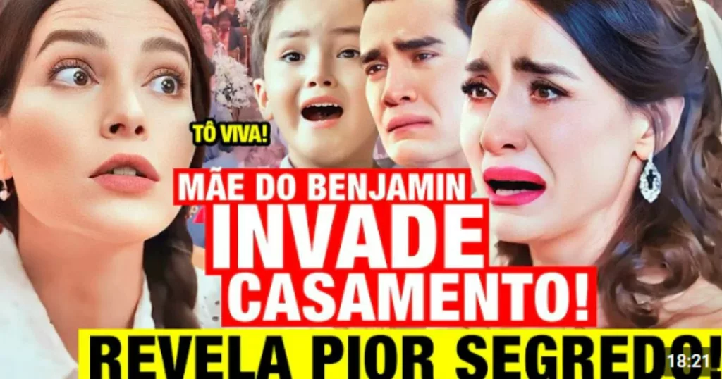 Lúcia, ex-mulher de Vicente, aparece no casamento com Natália (Foto: Reprodução)